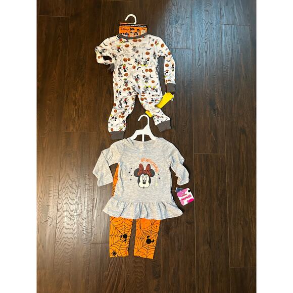 NWT Lot of 2 Disney Halloween Minnie Mouse PJ and Shirt and Leggings Size 24mths - Picture 1 of 5